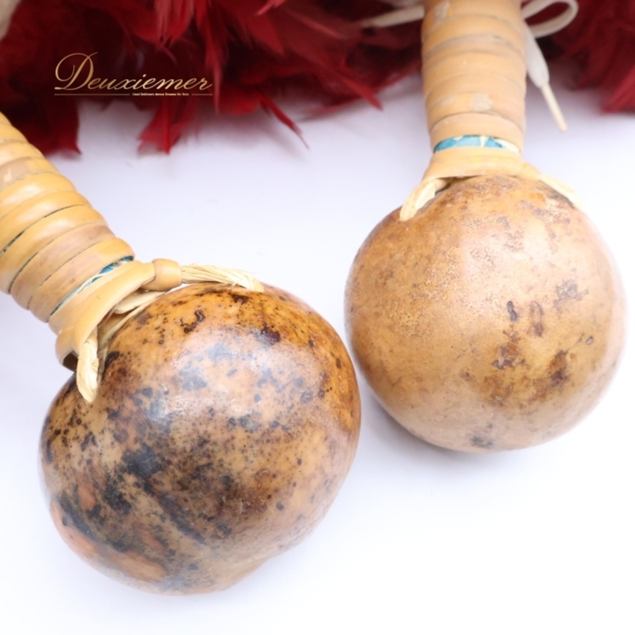 フラダンス ウリウリ マラカス 小物 小道具 楽器 レッド系 赤 イエロー系 黄色 分離型 民族舞踊 ダンス タヒチアン 羽 ファー 舞台 イベント 発表会 舞踊 カラフル 楽器小物 楽器セット フェスティバル 楽器演奏