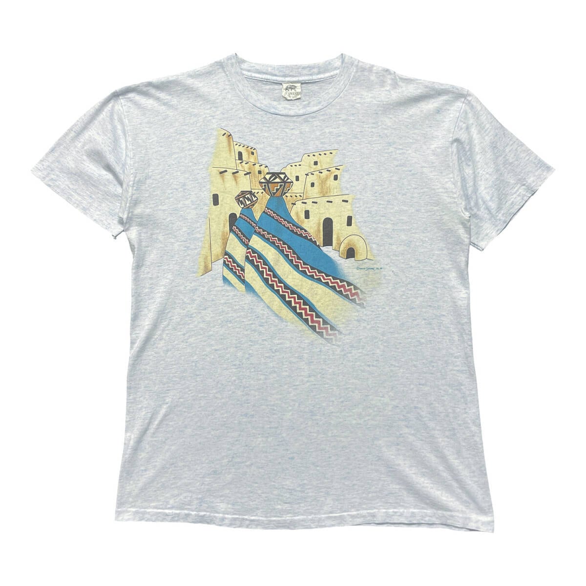 古着 USA製 80S HABITAT ネイティブアメリカン アート ヴィンテージ T