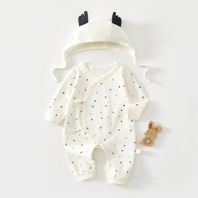 【BABY】柔らかドットロンパース＆帽子