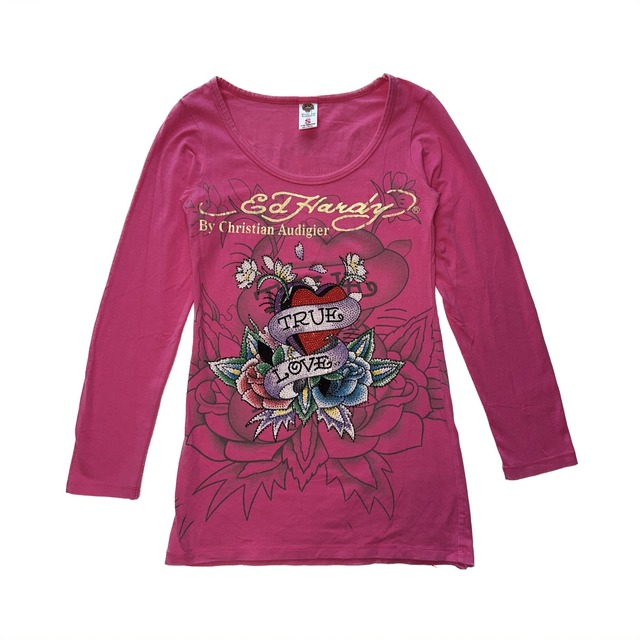 “Ed hardy “ pink rhinestone T-shirts