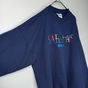 90s　メキシコ製　ヘインズ　スウェット　トレーナー　裏起毛　刺繍　企業ロゴ　L