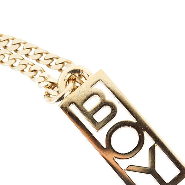 Used CHANEL シャネル BOY CCロゴネックレス ゴールド メタル ストラス