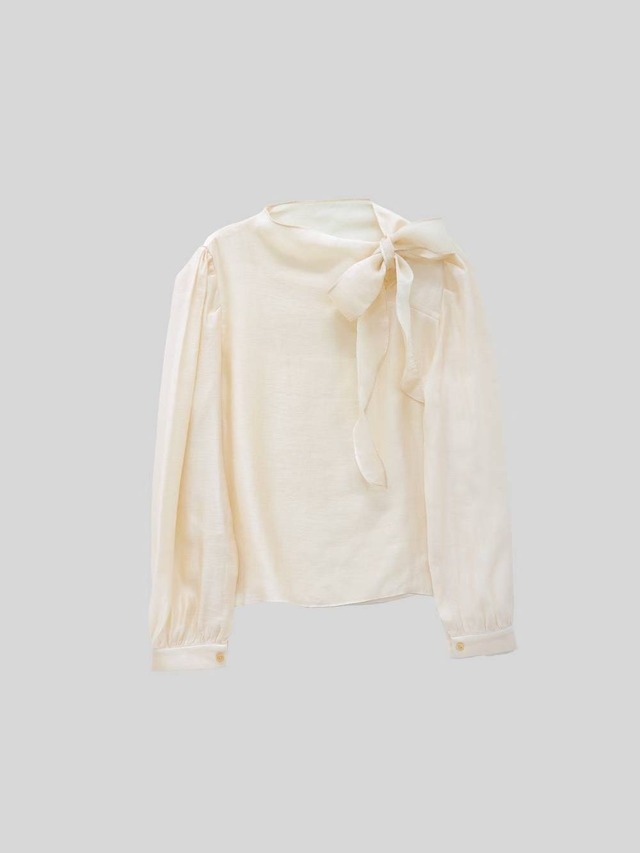 (予約) afarrier / Sasim tie ribbon blouse 2color