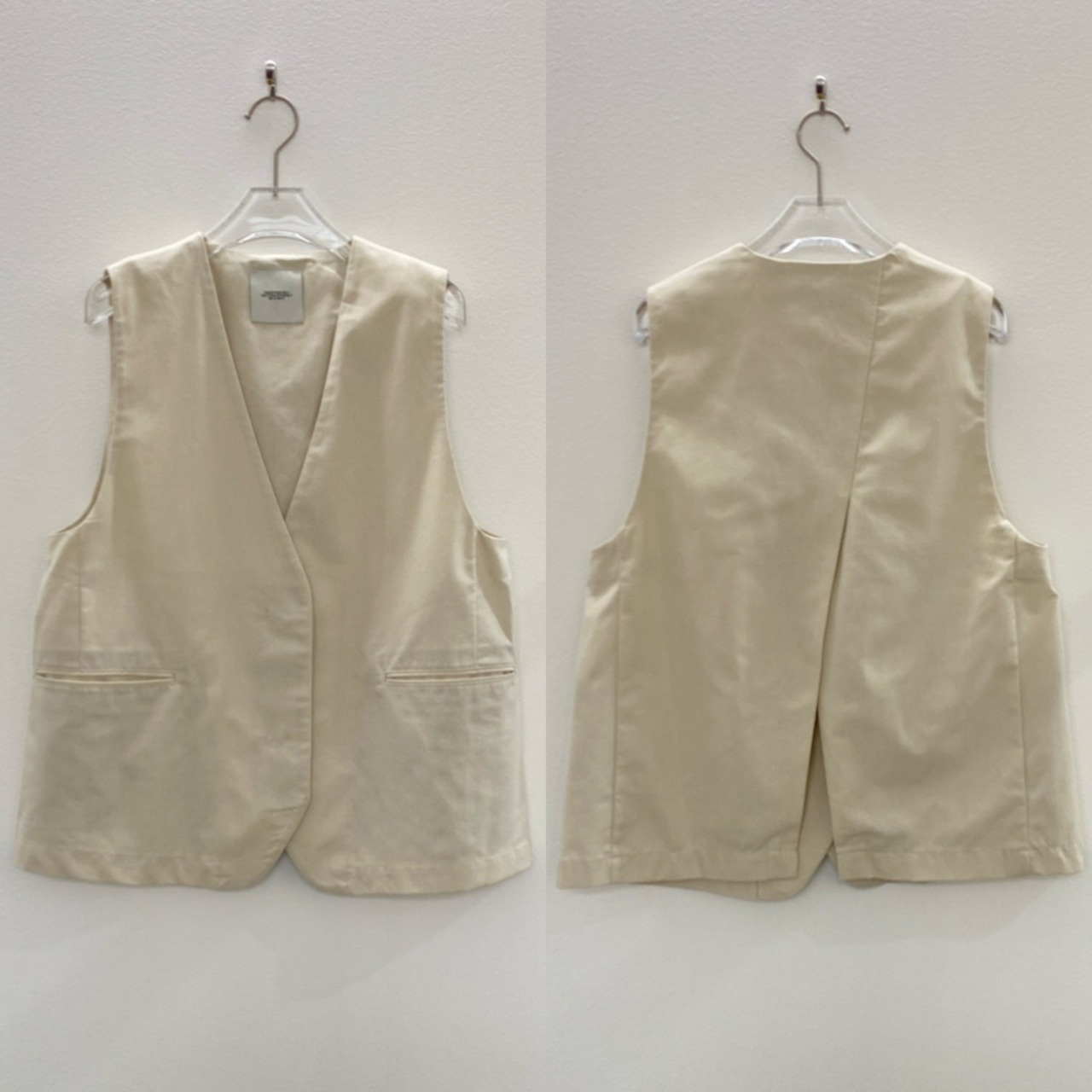 バックスリットフレンチリネン混gilet/エクリュ