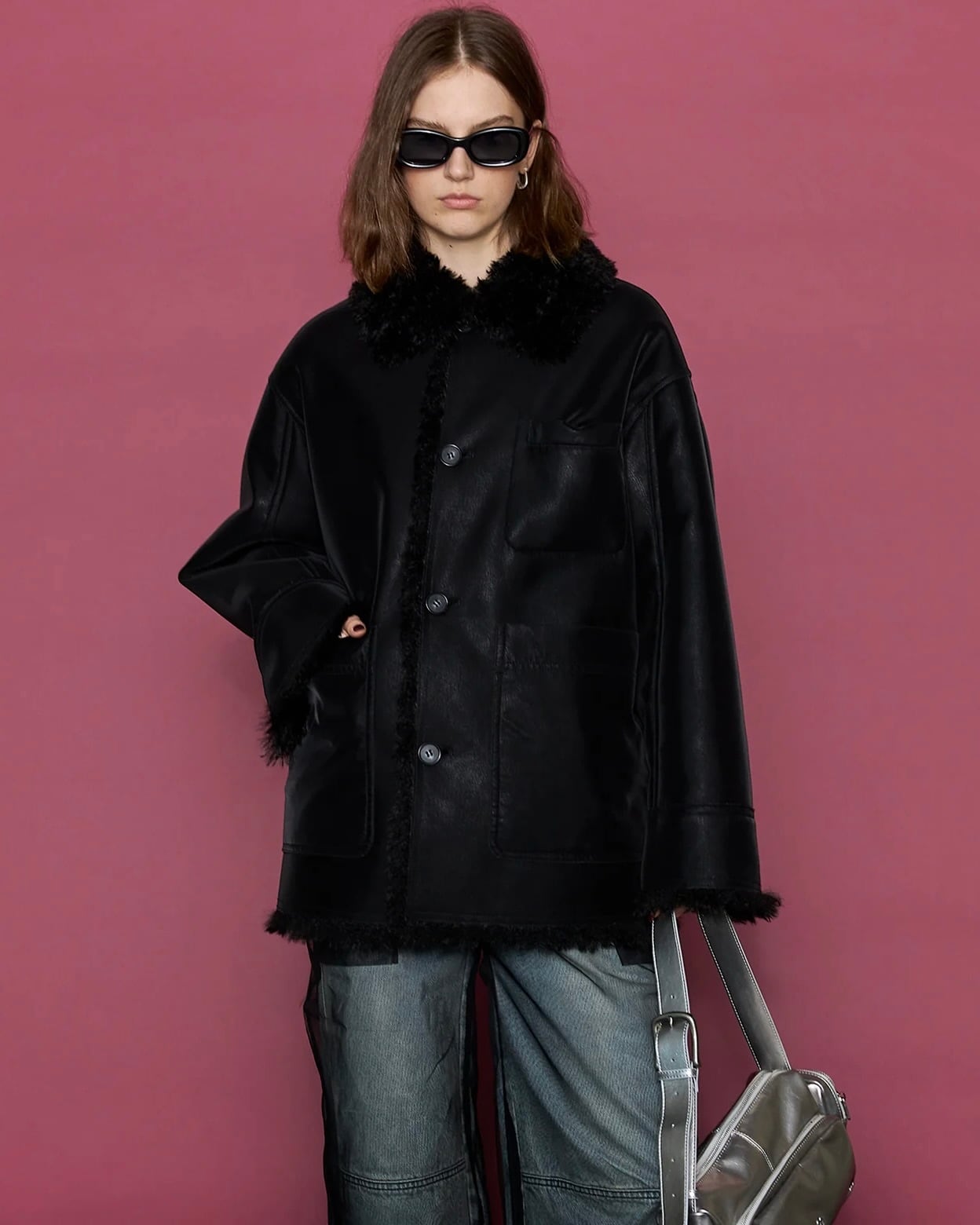 MAISON SPECIAL メゾンスペシャル　Vegan Blouson MAISON SPECIAL】Reversible Vegan Leather Mouton Blouson | idealclasse