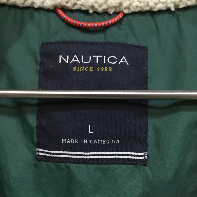 『送料無料』NAUTICA ワンポイントナイロンジャケット L 内フリース ストリート 中綿