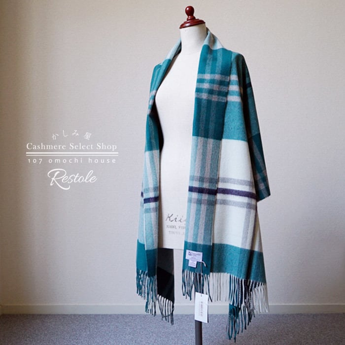 《SHIPS別注》ジョンストンズ・カシミヤ大判ストール カシミヤ100% シップス#007