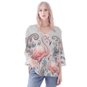 Women's Loose Chiffon Blouse with Puff Sleeves Paisley 4508
