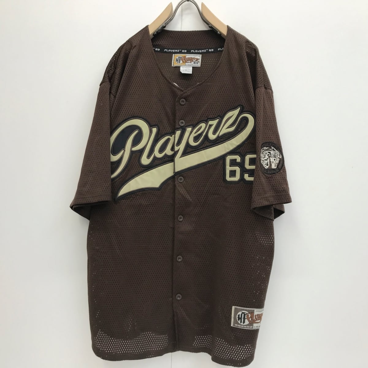 PLAYERZ 69 プレイヤーズ シックスティナイン 00年代 メッシュ B-BOY ベースボールシャツ ブラウン XXL 半袖 タグ