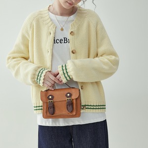 round neck single breasted knit cardigan