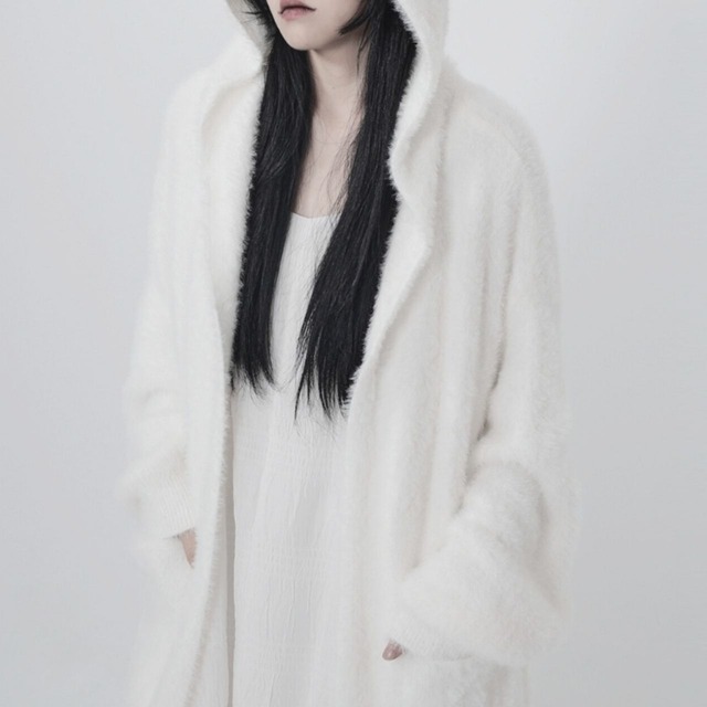 Hooded oversized long cardigan【2color】 C0856