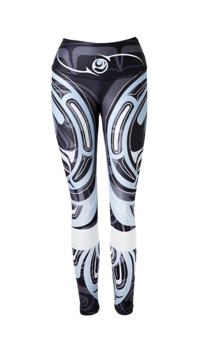 Wolf and Moon with Band Black Legging