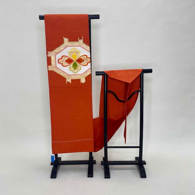 名古屋帯 なごや帯 中古　リサイクル リユース 八寸 普段着 お洒落着 紬 小紋 正絹 オレンジ ポイント柄 ハンドメイド 1178