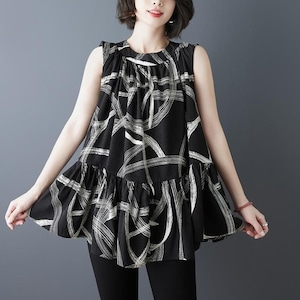 【新品】大きいサイズ 夏　ノースリーブシフォン　ブラウス ルーズ　着やせ