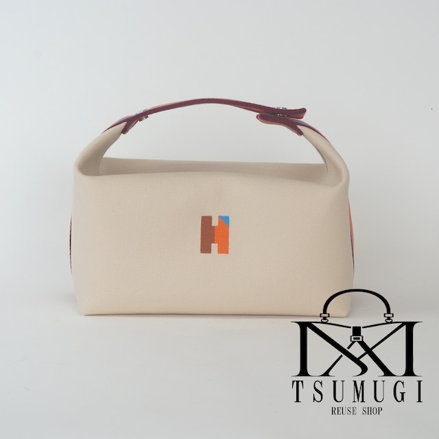 Hermès エルメス ブリッド ア ブラック GM Hパヴィヨン キャンバス ハンドバッグ シルバー金具