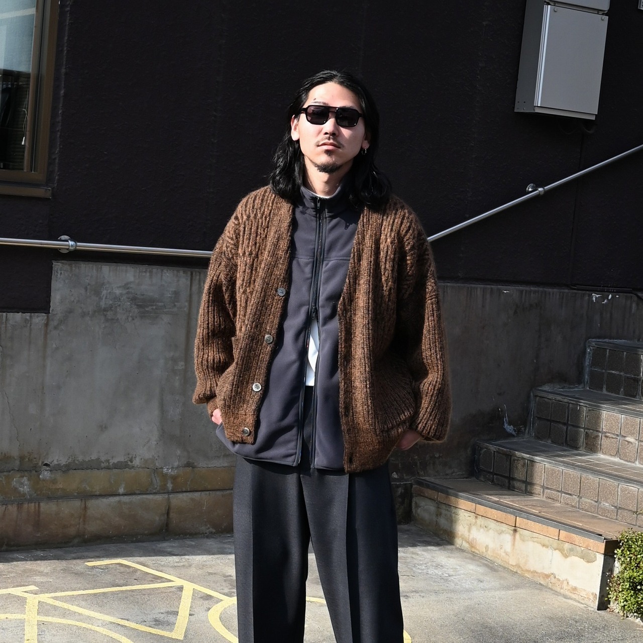 YASHIKI(ヤシキ)Sekkei mohair Cardiganコーディネート