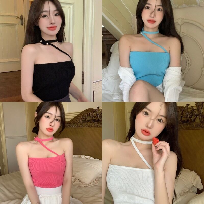 ブラックホルターニットサマースリムショート 夏物 ピュア ブラックストロベリース69339979992