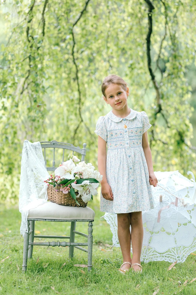 3y-12y【Tartaleta 】ABRIL Dress フリルドレス　ターコイズブルー
