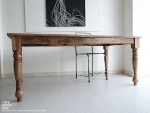 オールドチークダイニングテーブルL 食卓テーブル 机 チーク材 手作り 天然木 木製 ナチュラル 銘木 総無垢 和風 幅180cm × 奥行き89cm