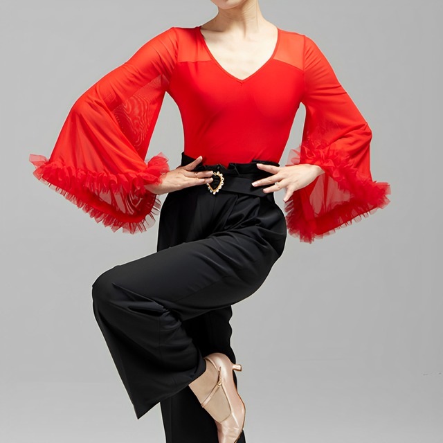 パフスリーブデザイン　シンプルデザイン　ダンストップス　(レオタードタイプ)　ds0464