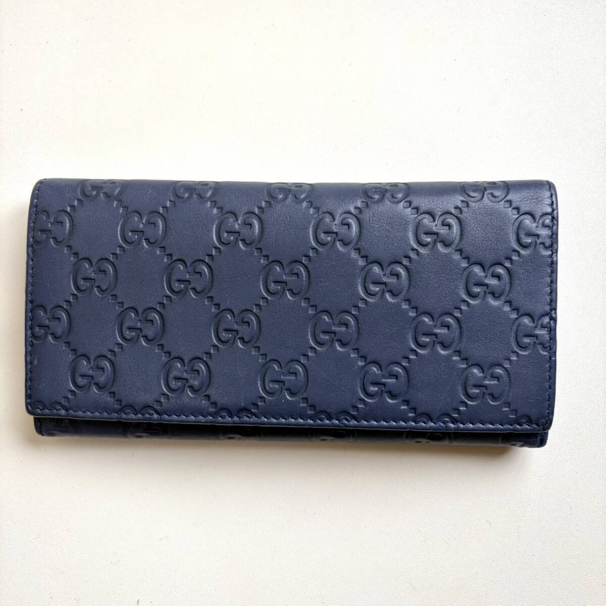 GUCCI　長財布／ネイビー グッチ GUCCI 長財布 グッチシマ ネイビー | 万福財布