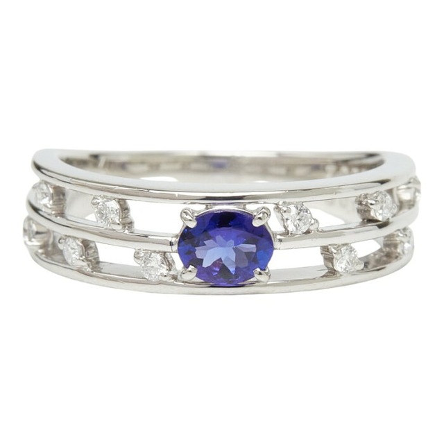 Pt900 プラチナ タンザナイト0.28ct ダイヤ0.13ct リング 指輪 レディース 12.5号 【中古】