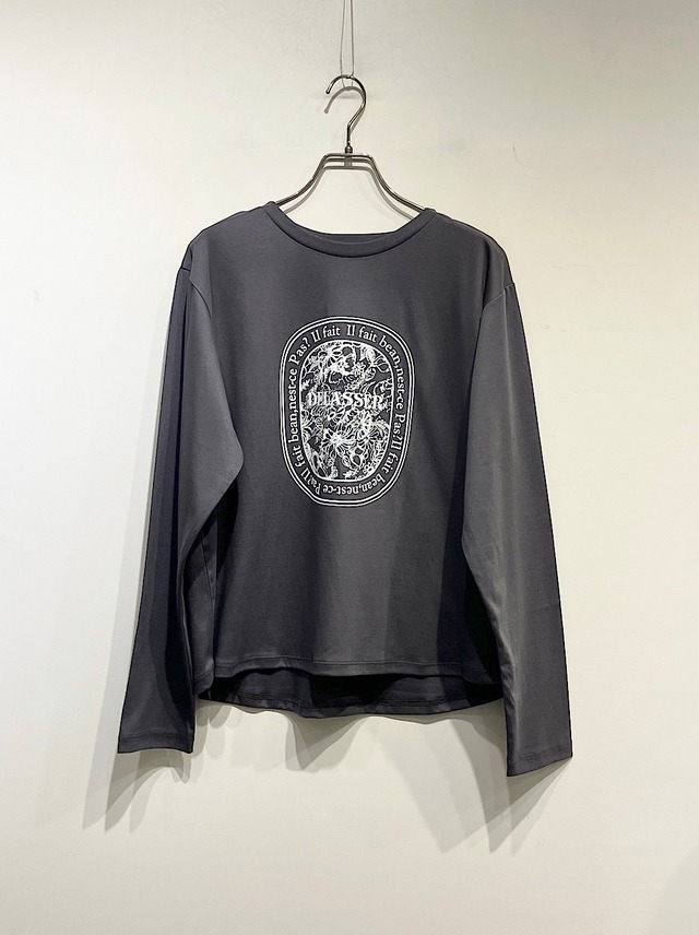 mignon aine フラワーロゴプリントロングTシャツ