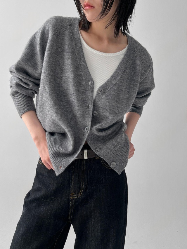 Relaxed V-Neck Knit Cardigan