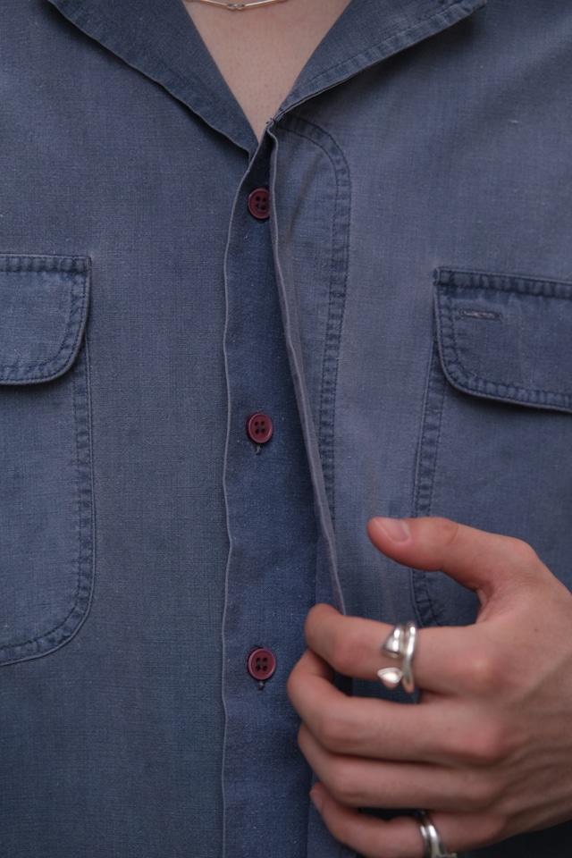 Utah/ "DIRECTIONS" open collar short sleeve cotton shirt