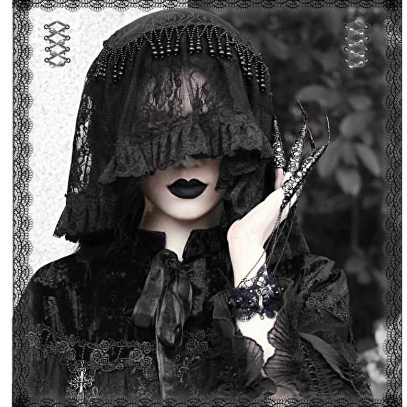 サブカル 服 地雷系 通販 ベール ヘアドレス クラシカル レトロ 黒ゴス 闇かわいい レース 豪華 大人ゴシック