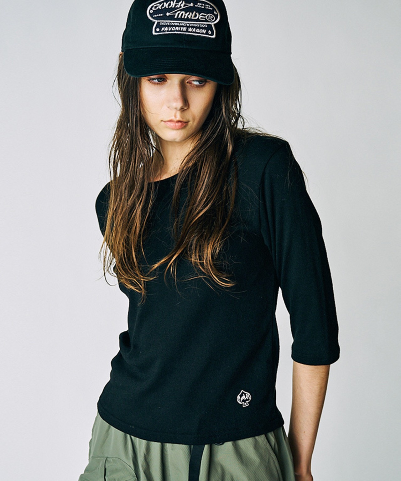 【直営限定ITEM】7/8レングスルーズTシャツ (BLACK)　CQ-49065H