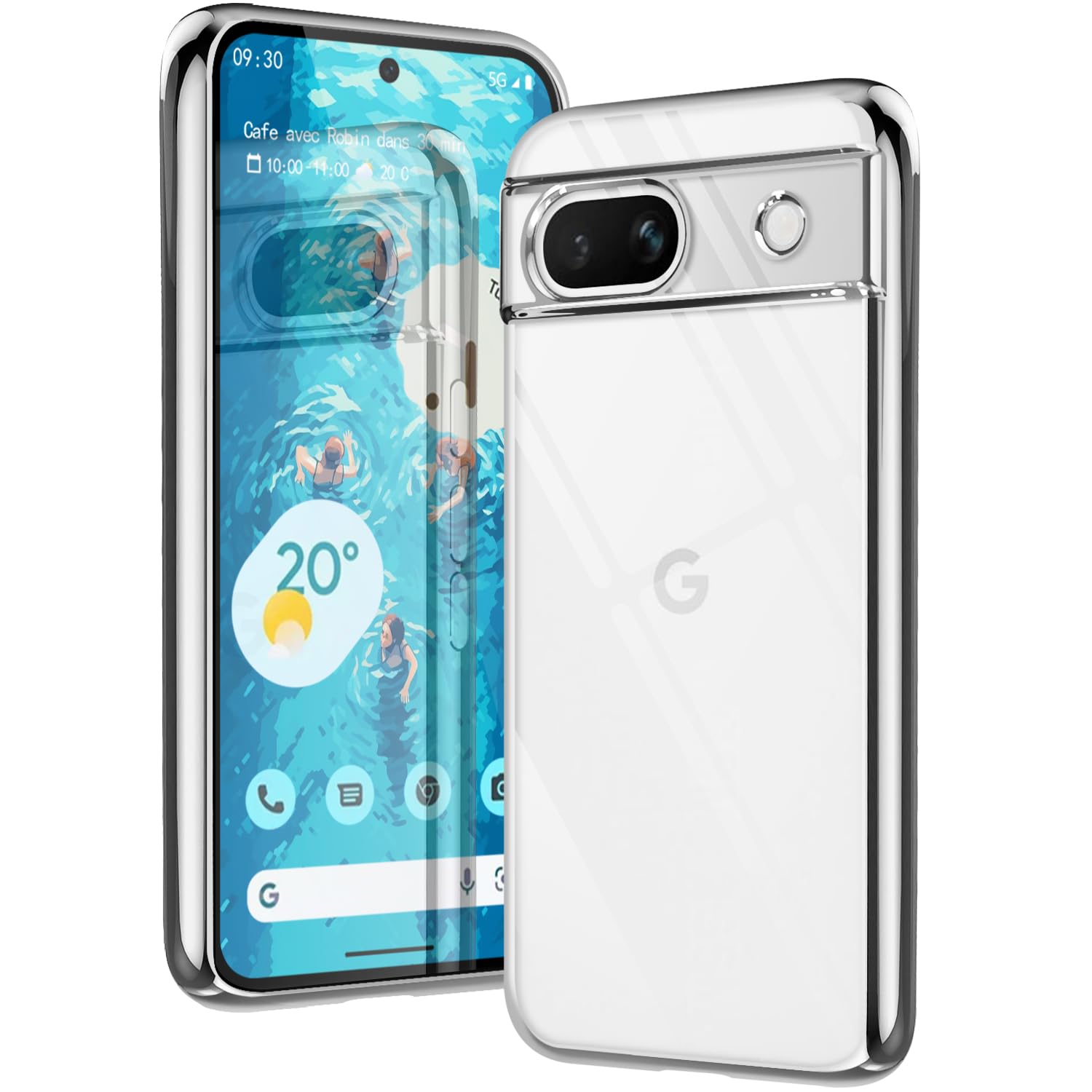 Google Pixel 8A ケース クリア グーグル ピクセル8a カバー スマホケース 可愛い 携帯ケース 薄型 耐衝撃 tpu スマホカバー case クリアケース(シルバー)