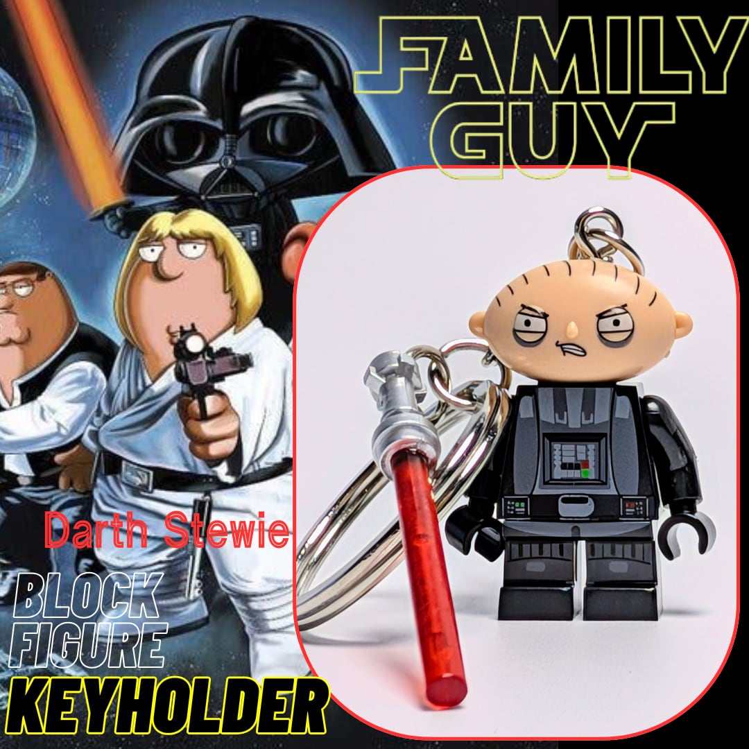 ★ブロックフィギュアキーホルダー★【 Family Guy（ファミリー・ガイ）×STARWARS ( スター・ウォーズ ) 】ステューウィー・グリフィン / ダース・ベイダー  〚アメリカン雑貨 アメトイ〛