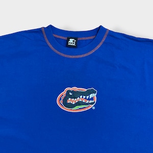 【STARTER】カレッジ フロリダ大学 ケーターズ Gators ビッグサイズ Tシャツ ワンポイントロゴ バックプリント University of Florida 半袖 ブルー US古着