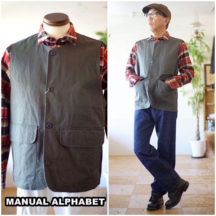 manualalphabet マニュアルアルファベット クルーネックベスト サージ