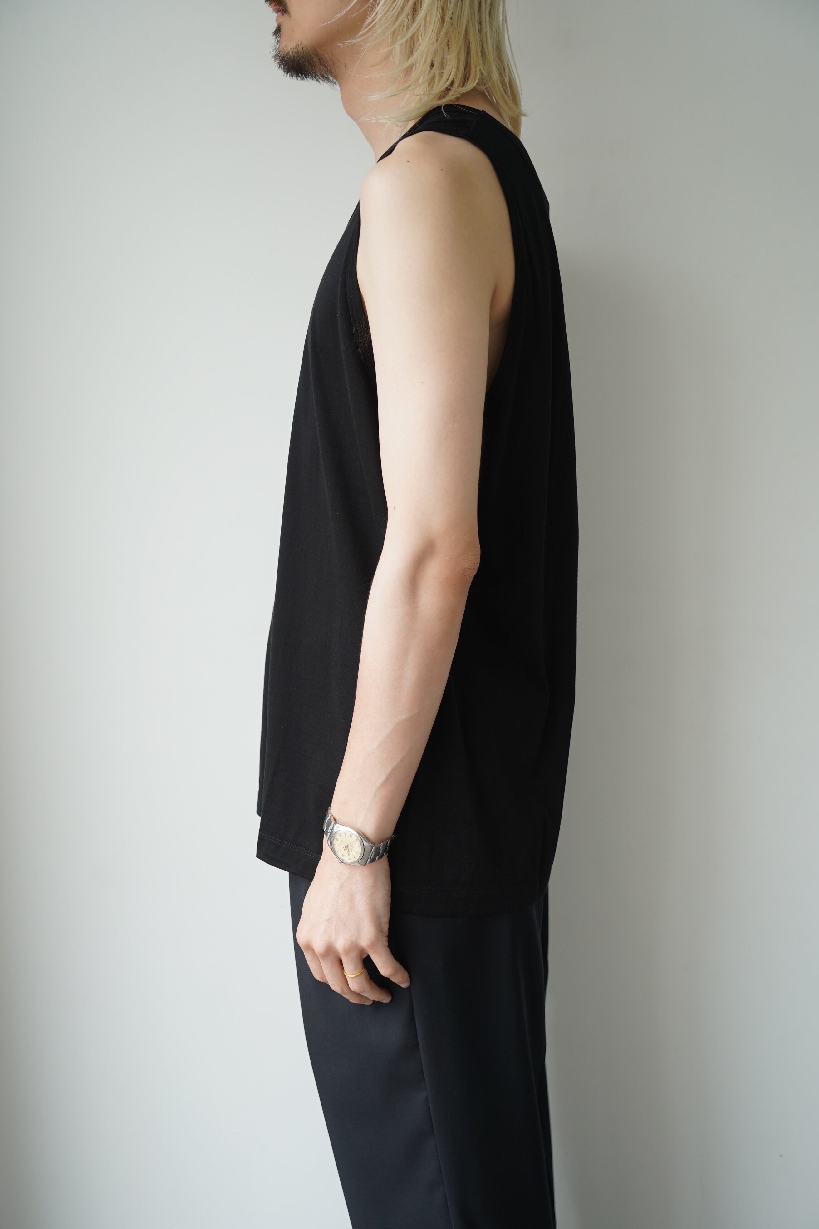 MAATEE&SONS /SILK 天竺TANK TOP TEE(BLACK) | LiNN