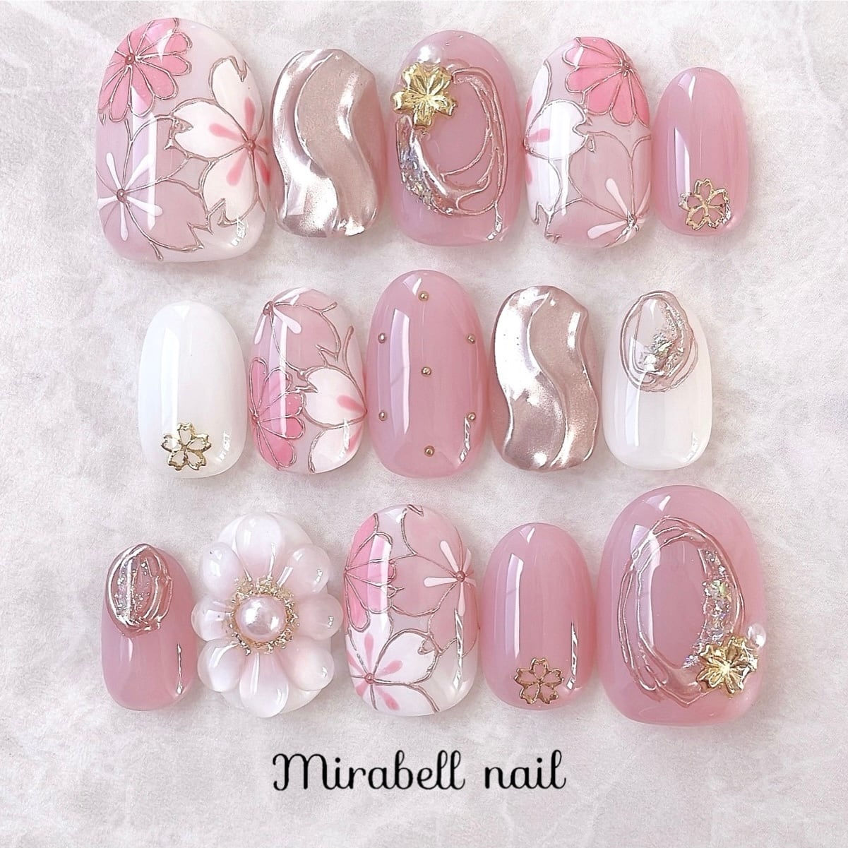 和柄 ふんわり 桜 ピンク 花 10枚 15枚 ネイルチップ オーダー セット #ncs019