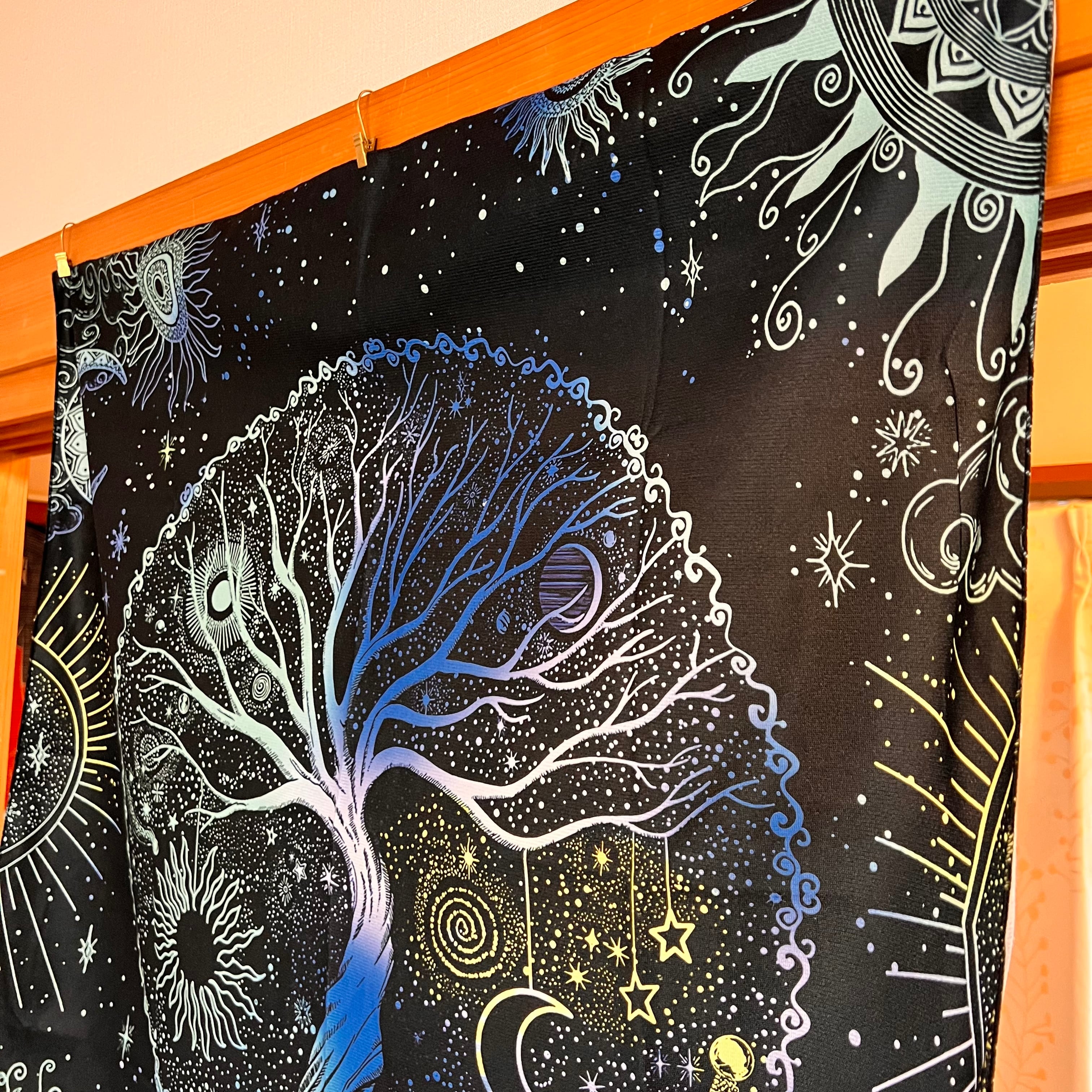 生命の樹 タロットクロス カラー 月と太陽 宇宙 タペストリー テーブル