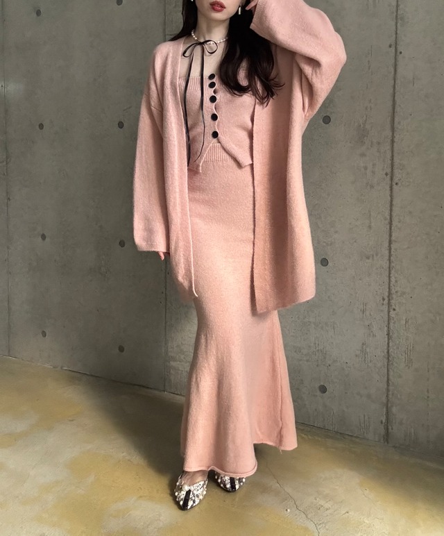 【即納】ふわふわ肉厚ニット3ピースset【ピンク】