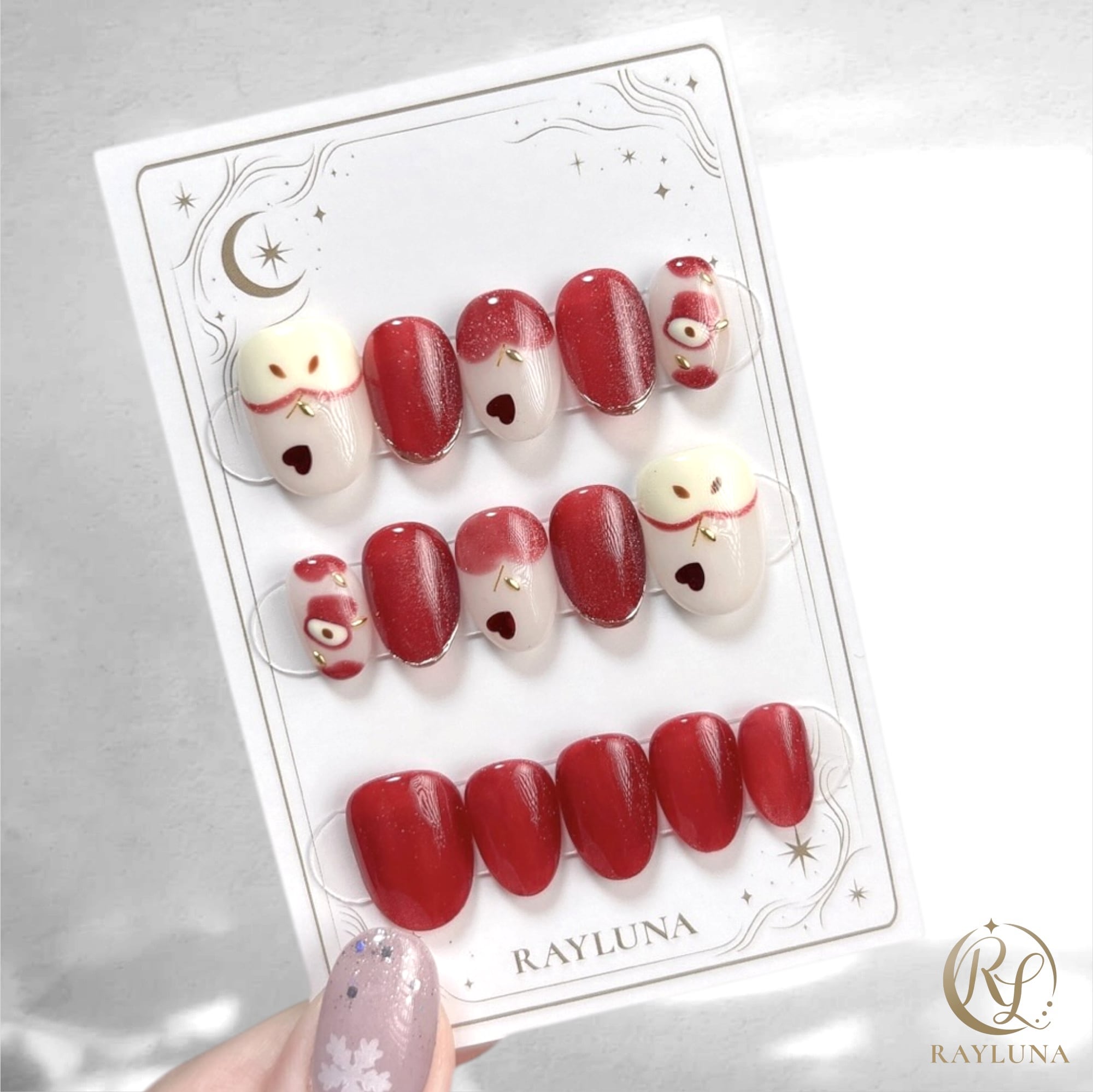 【#790】繰り返し使える【プレミアム】ネイルチップ15枚セット/ショート アーモンド/XY350