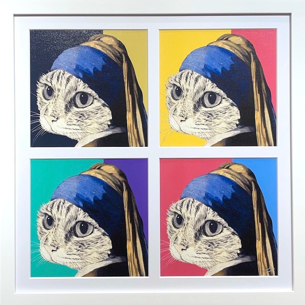 絵画 猫 猫の絵 フェルメール オマージュ cat art アート ミニアート 絵画 art 猫の絵 cat フェルメール kawaii 貓的畫 vermeer - メルカリ