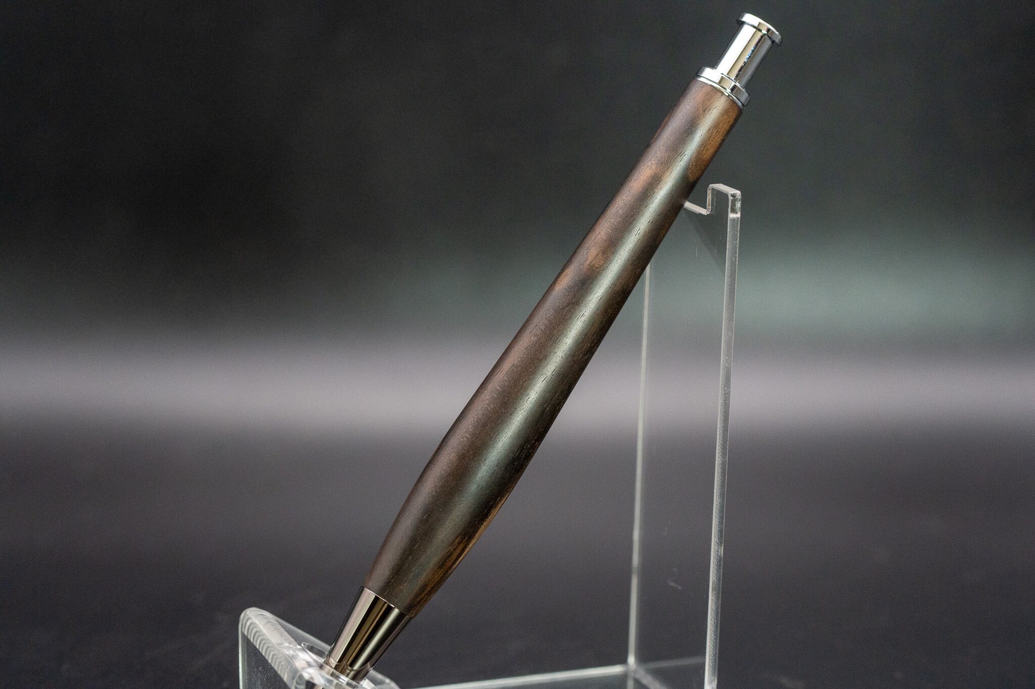魅惑の黒い紋様】黒柿 孔雀杢 特上 silver BP | 木軸ペン工房 金杢犀