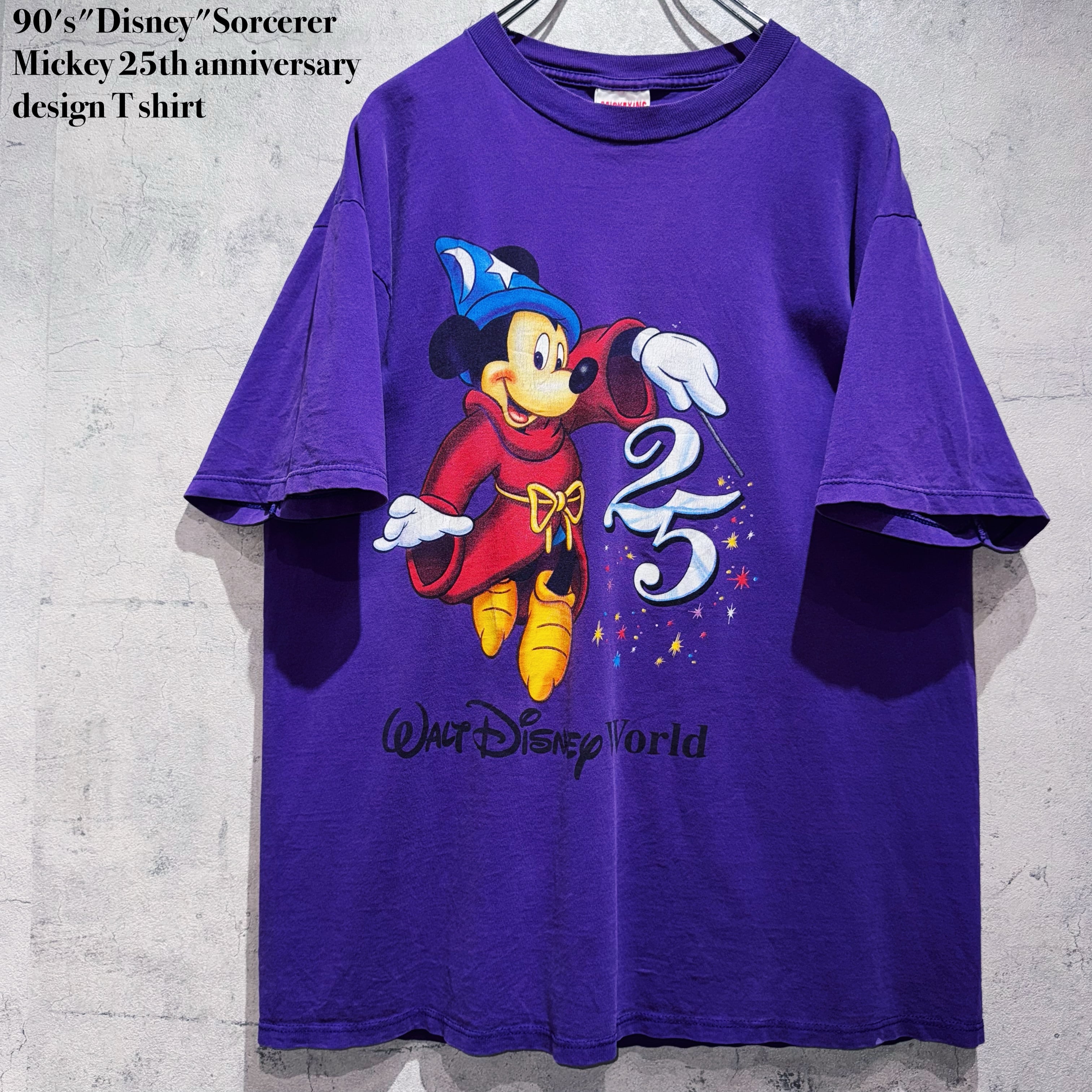 90's"Disney"Sorcerer Mickey 25th anniversary design T shirt