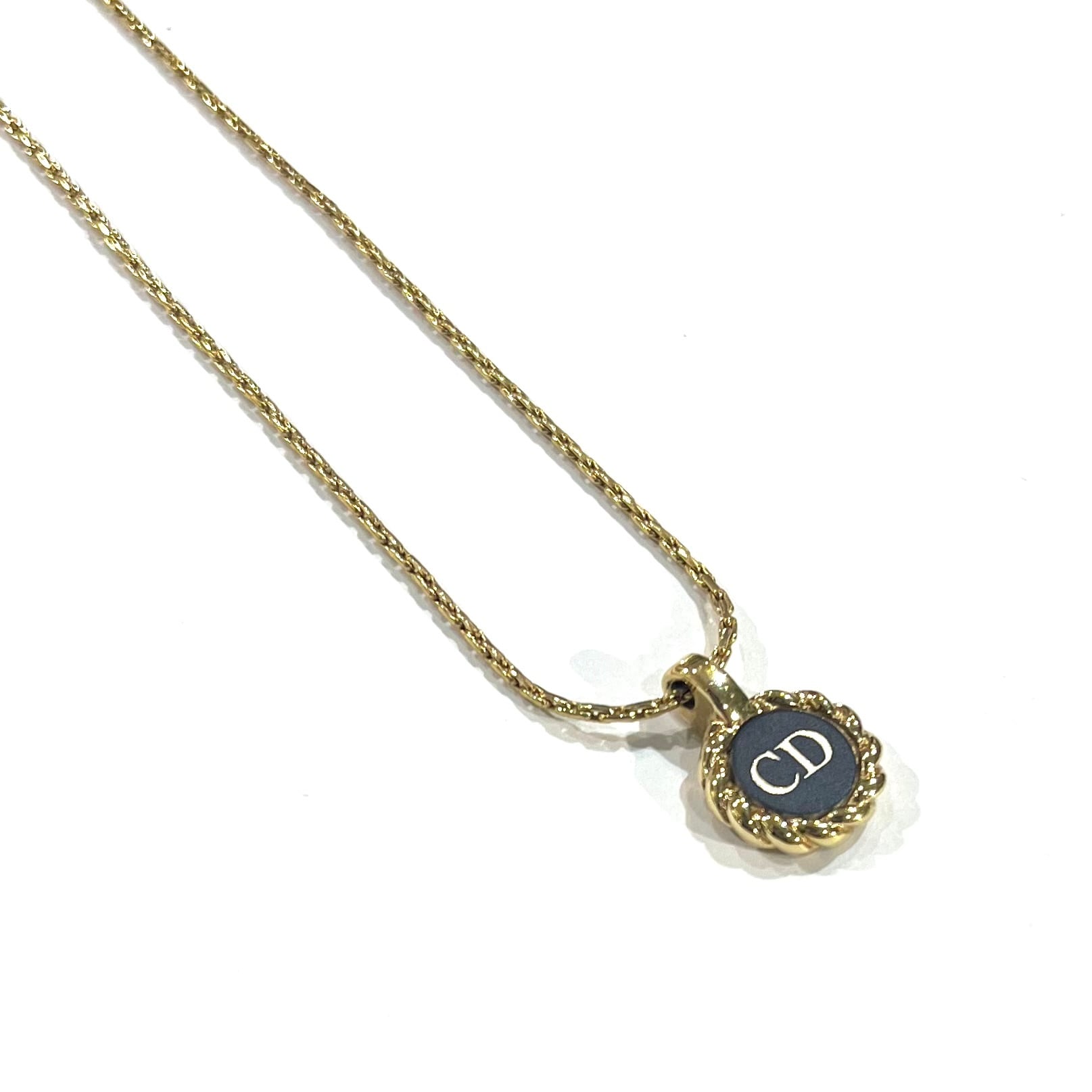 Christian Dior】2402 DIOR ディオールロゴ ネックレス ブラック
