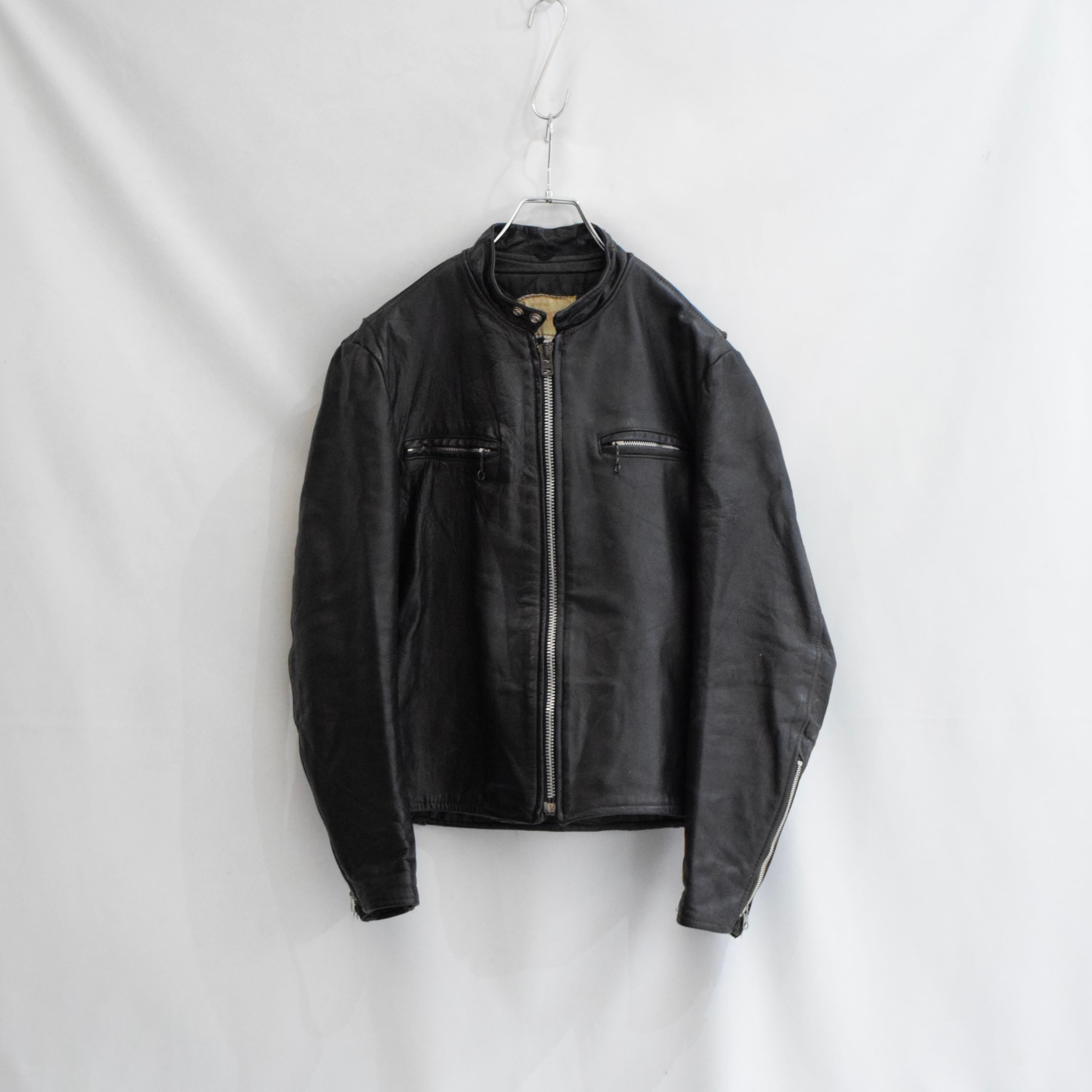 70's GENUINE LEATHER レザージャケット メンズ 40 ブラック