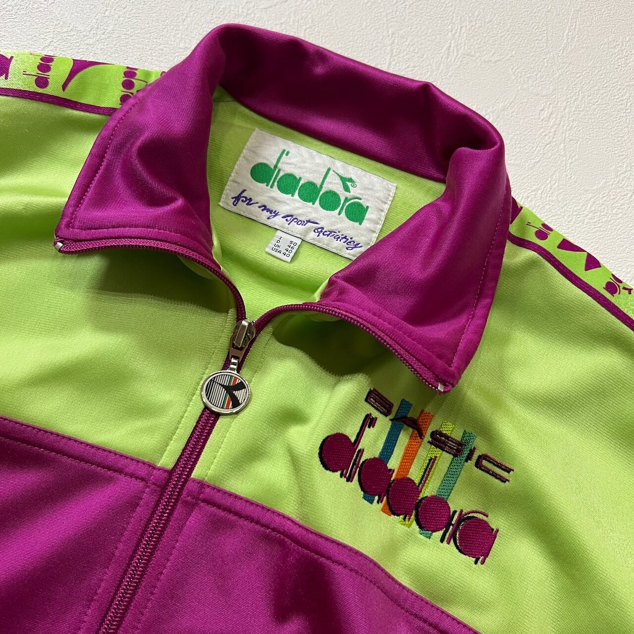 90s diadora トラックジャケット ジャージ ディアドラ ライムグリーン
