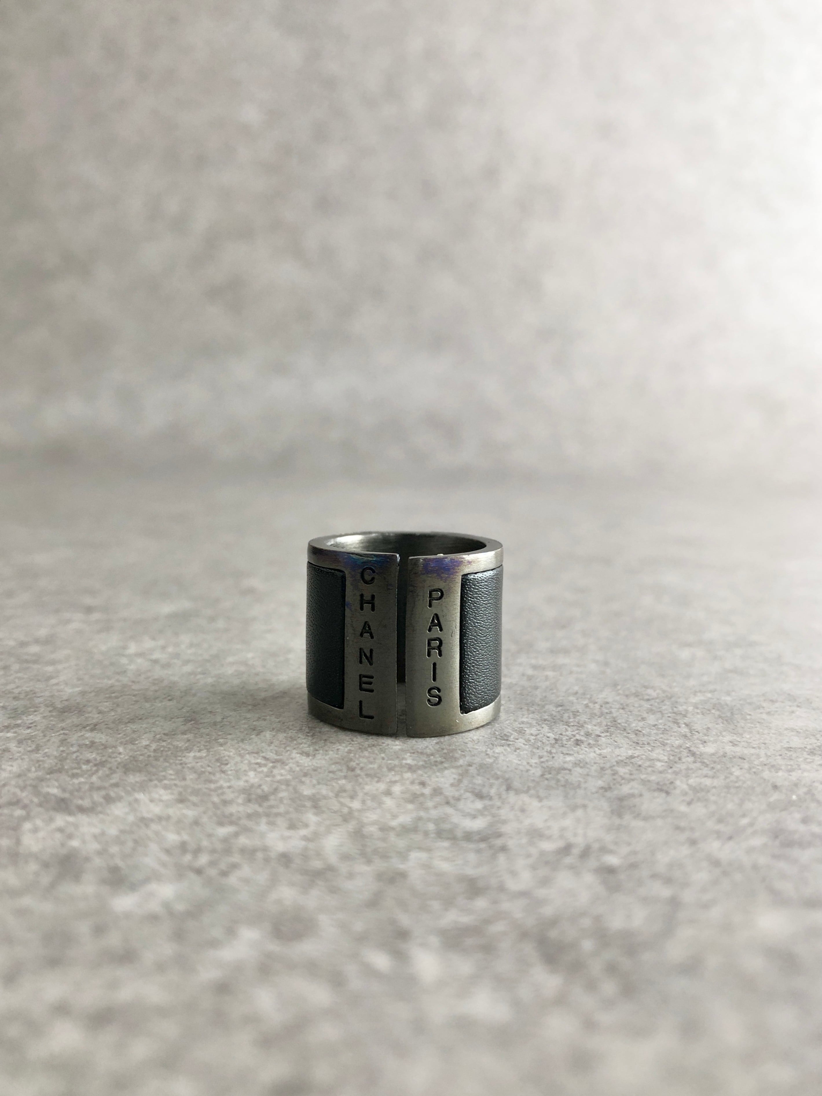 CHANEL シャネル 指輪 ブラック ココマーク レザー vintage