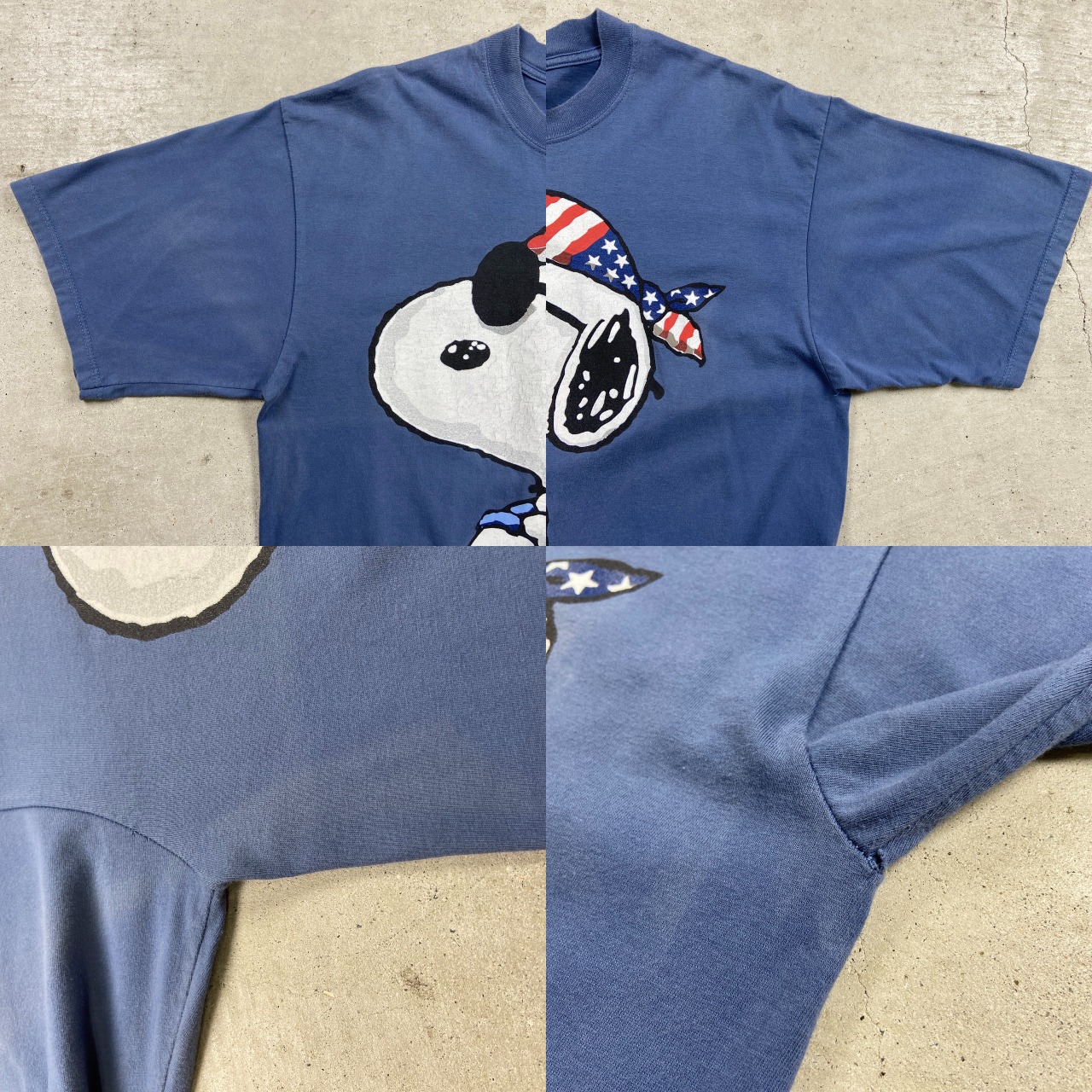 90年代 PEANUTS スヌーピー キャラクタープリントTシャツ 星条旗 