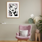 Monroe Love｜ラベンダーグレーが映えるモダンポップアートポスター｜大人の空間を彩る上品で洗練されたインテリアA3ポスター