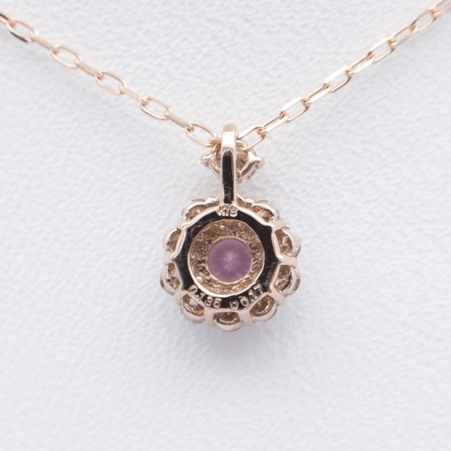 【送料無料】K18PG パパラチアサファイア 0.135ct ダイヤモンド 0.17ct ペンダントネックレス 45cm 18金ピンクゴールド ファインジュエリー C479